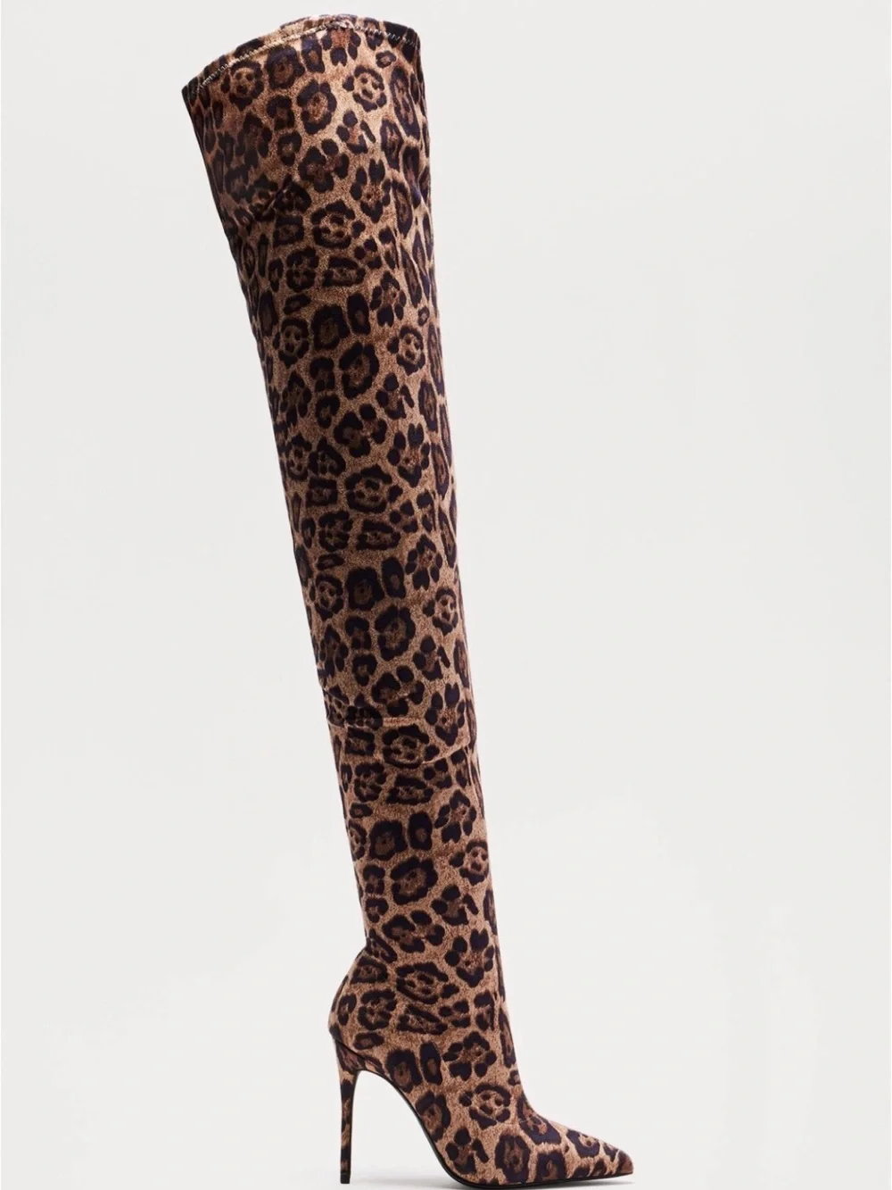 Fashion Nova Leopard Over-the-Knee Stiletto Boots - Brown